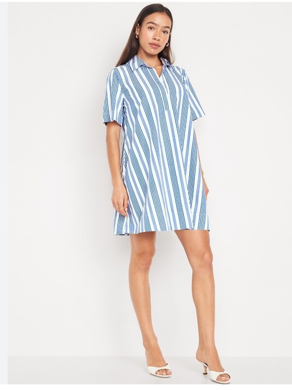 Old Navy Blue & White Striped Shirt Dress